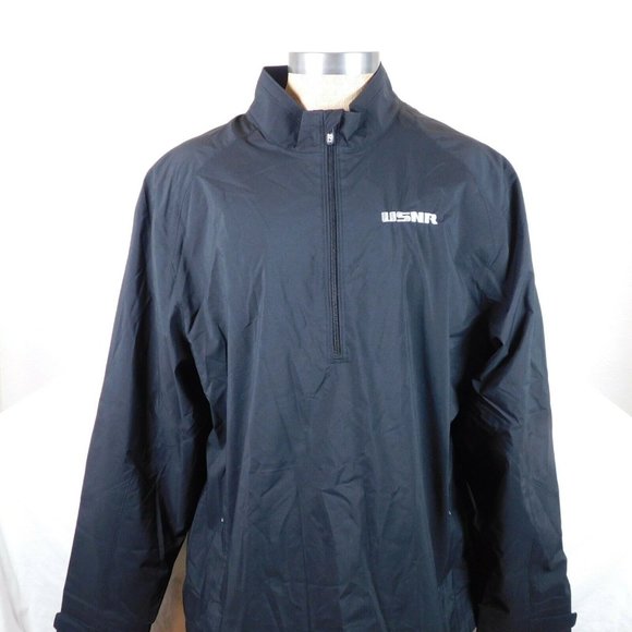 Cutter Buck Mens Blk XXL Long Sleeve WeatherTec Summit Golf Half Zip Jacket USNR - Picture 1 of 12